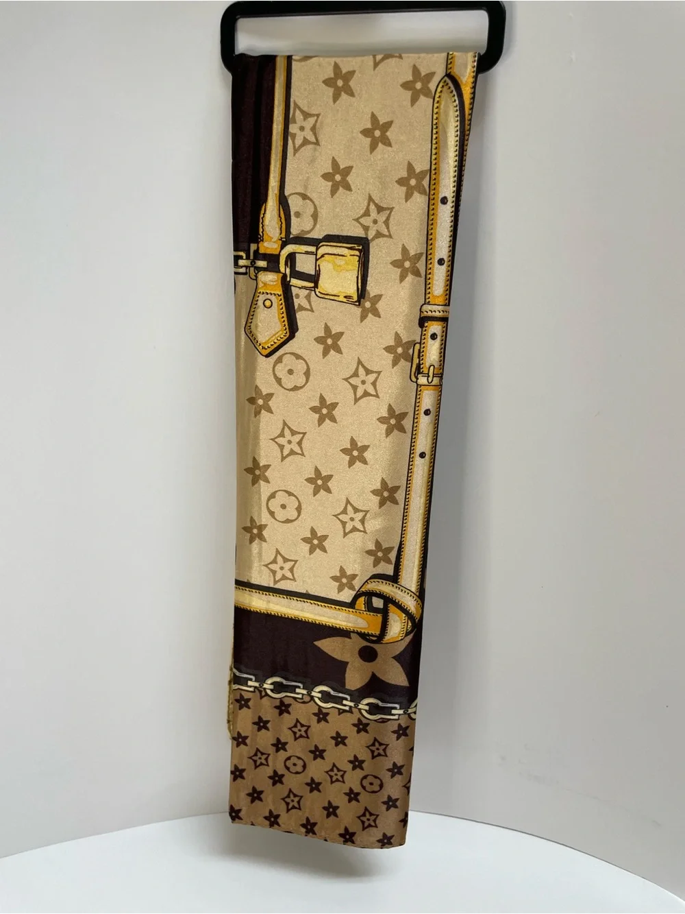 Fashion Premium Silky Multi Scarf - Brown & Gold